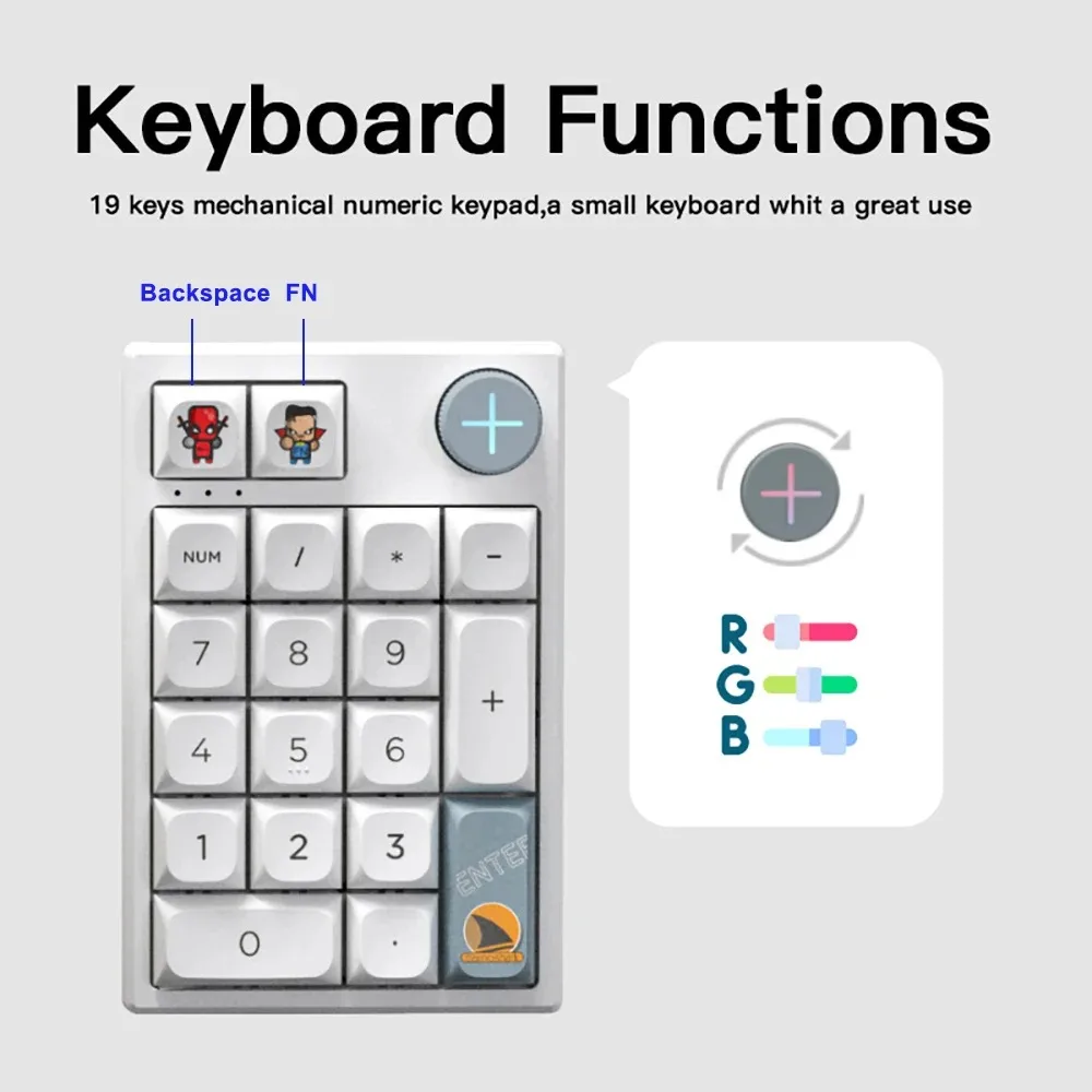 Mechanical Numpad Hot Swap Rgb Wireless - Беспроводная механическая цифровая клавиатура Darmoshark K3