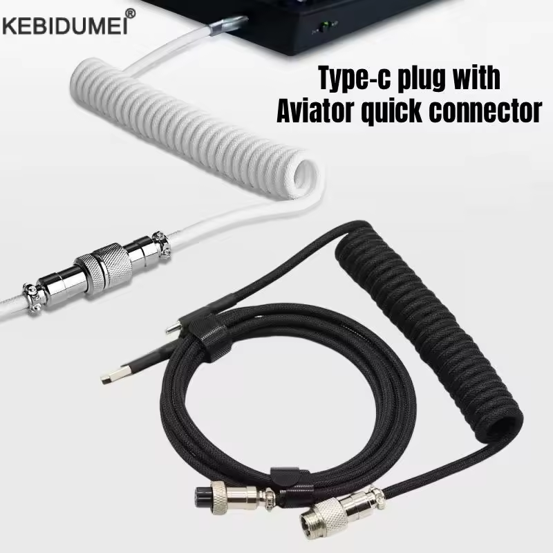 Type C Detachable Cable Coiled Keyboard - USB-кабель Type-C спиральный, 3 м, с