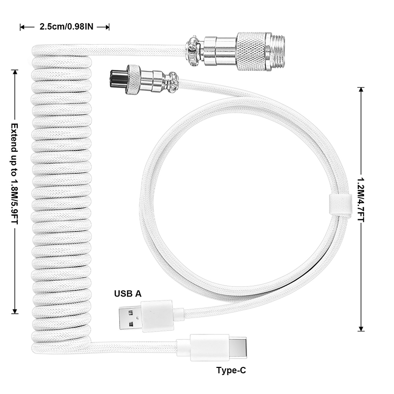 Спиральный кабель USB-Type C д – обзор и цена Type C Detachable Cable Coiled Keyboard
