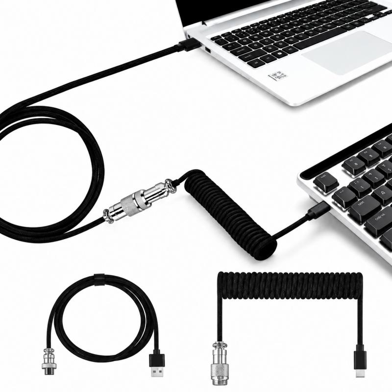59-дюймовый спиральный кабель  – обзор и цена Type C Detachable Cable Coiled Keyboard
